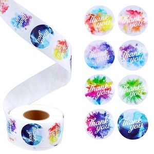 W Stickers 1" Thank You 500ct Rainbow (8 Designs) Labels
